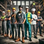 DALL_E_2024-06-26_14.35.06_-_A_group_of_tradesmen_from_different_industries_construction_healthcare_manufacturing_hospitality_wearing_various_types_of_workwear_such_as_hard_h_6ea39166-c189-4