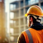construction-concept-at-back-of-the-construction-worker-head-which-is-wearing-the-safety-helmet-and-checking-work-at-the-construction-site-non-existent-person-generative-ai-photo